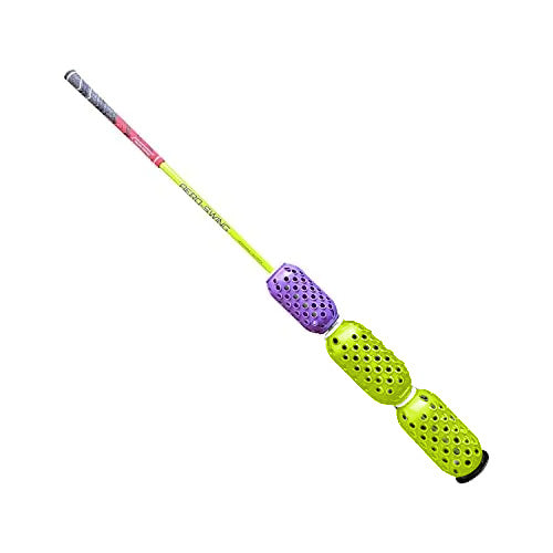 Aero-Shaft swing speed trainer with stiff shaft and adjustable wind resistance pineapples for baseball and golf