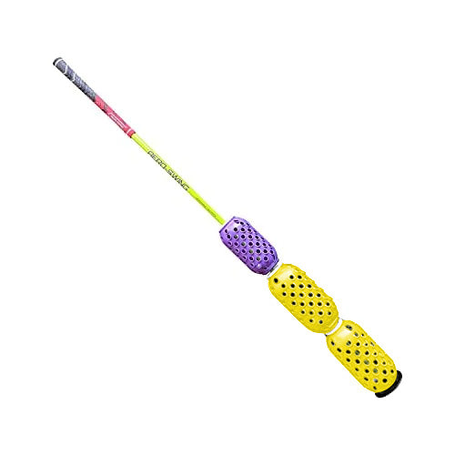 Aero-Shaft swing speed trainer with stiff shaft and adjustable wind resistance pineapples for baseball and golf
