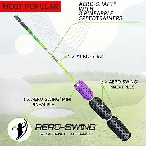 Aero-Shaft stiff shaft swing speed trainer with adjustable wind resistance pineapples for baseball and golf
