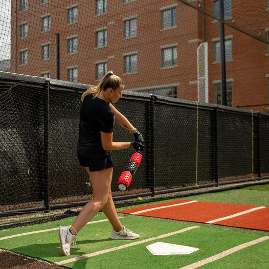 Aero-Bat baseball swing speed trainer and on-deck warm-up device for improving bat speed
