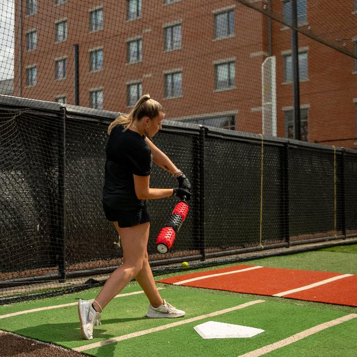 Aero-Bat baseball swing speed trainer and on-deck warm-up device for improving bat speed
