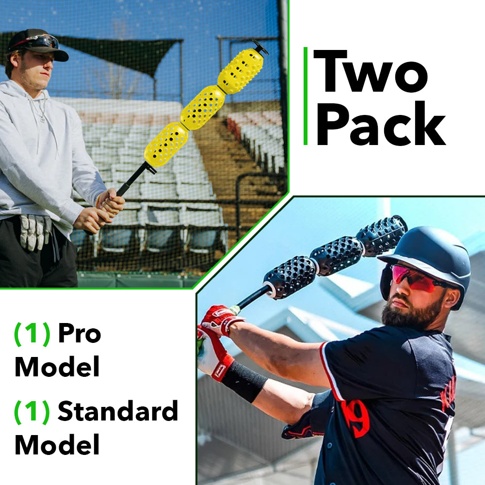Aero-Bat Pro and Standard 2-pack swing speed trainers for baseball and softball