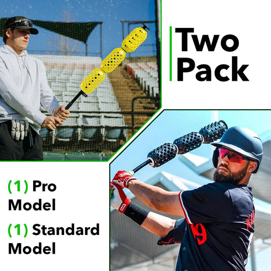 Aero-Bat Pro and Standard 2-pack swing speed trainers for baseball and softball